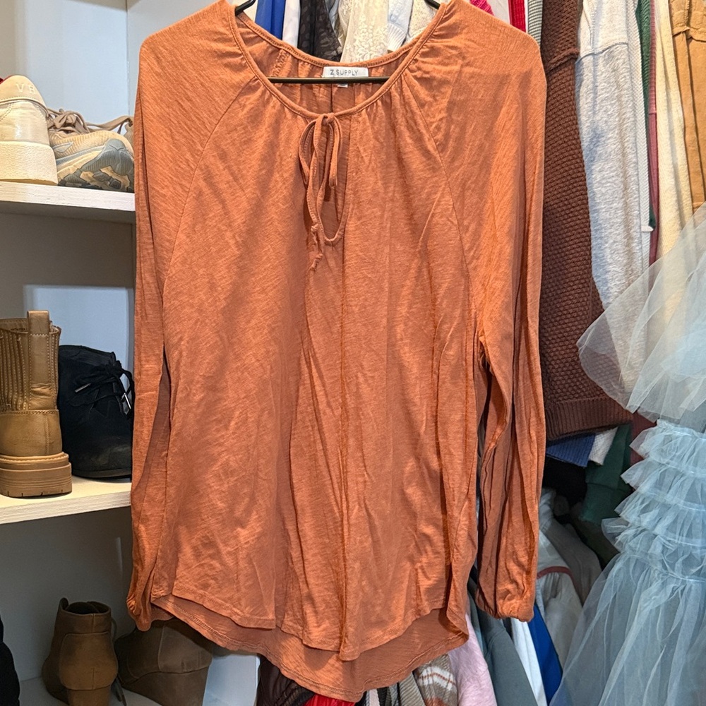 Z Supply Rust Long Sleeve Blouse